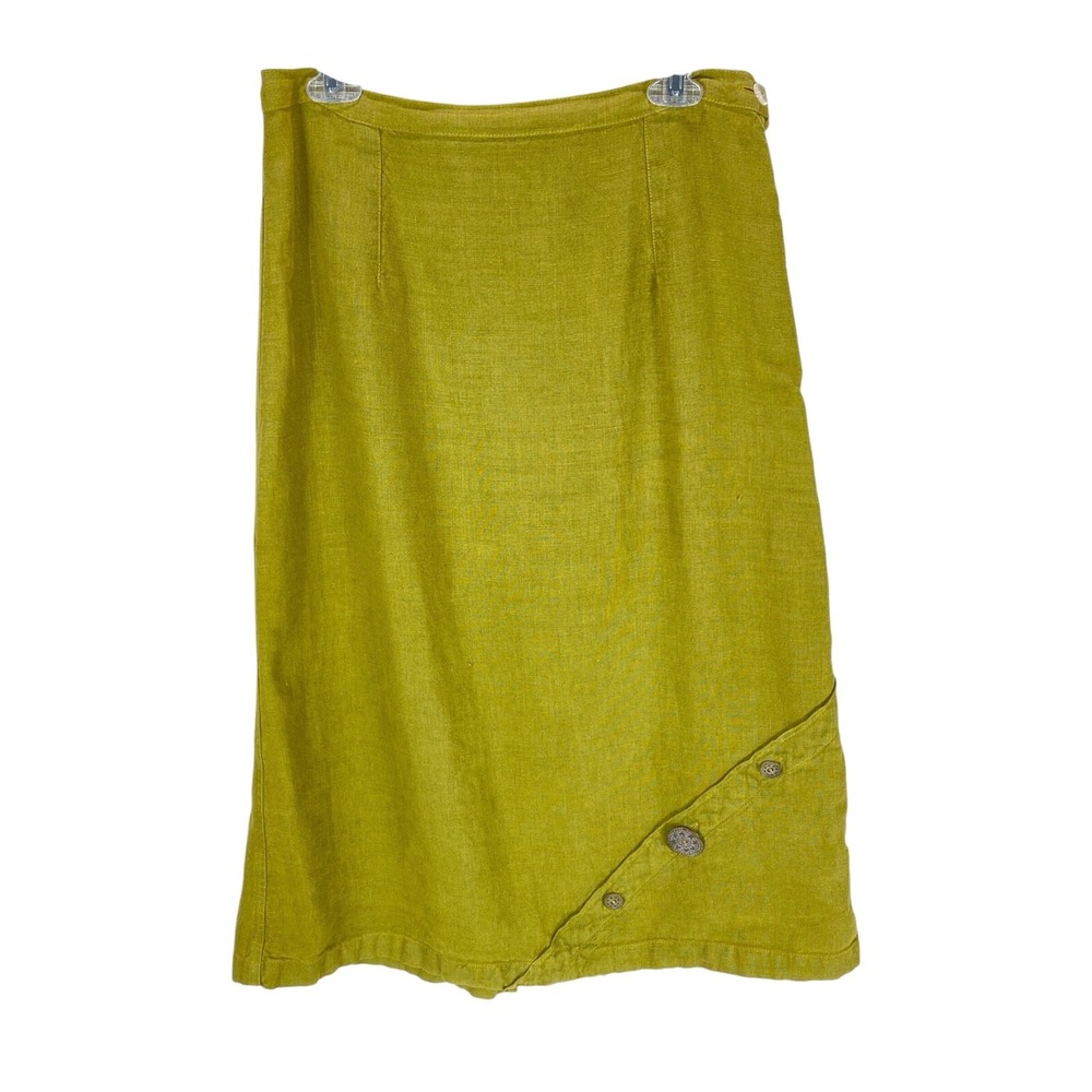 Heteroclite Linen Skirt size 8/10 Green Midi A-line Lagenlook Vintage - Picture 2 of 16